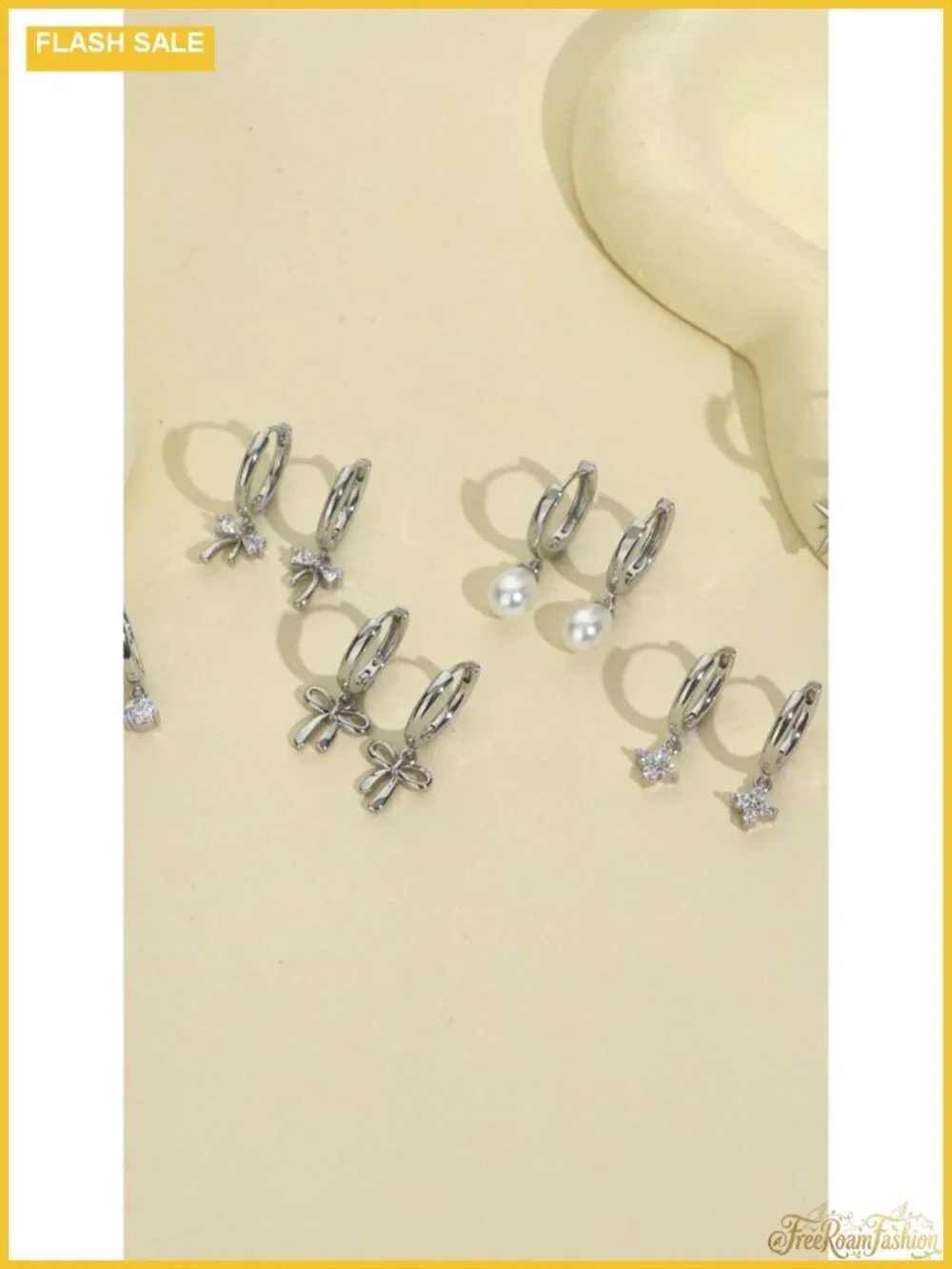 14K Gold Plated Clover Pearl Bow Drop Dangle Earrings 925 Sterling Silver